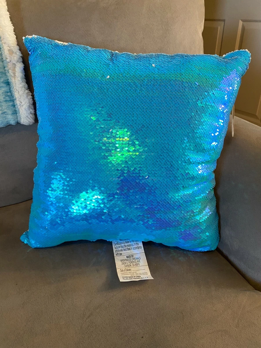 Blue sequin pillow hot sale