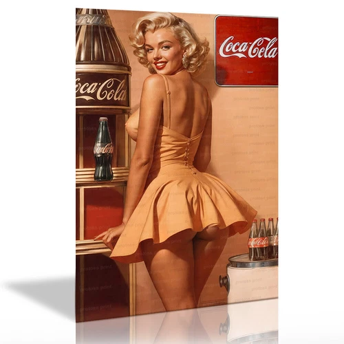 Metal Tin Sign Mancave or Print Sexy Vintage Nude Topless Female Marilyn ai 5349