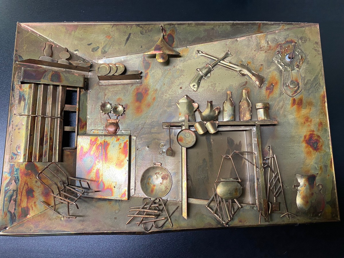 Americana Frontier Scene Sheet Metal Artwork Wall Hanging