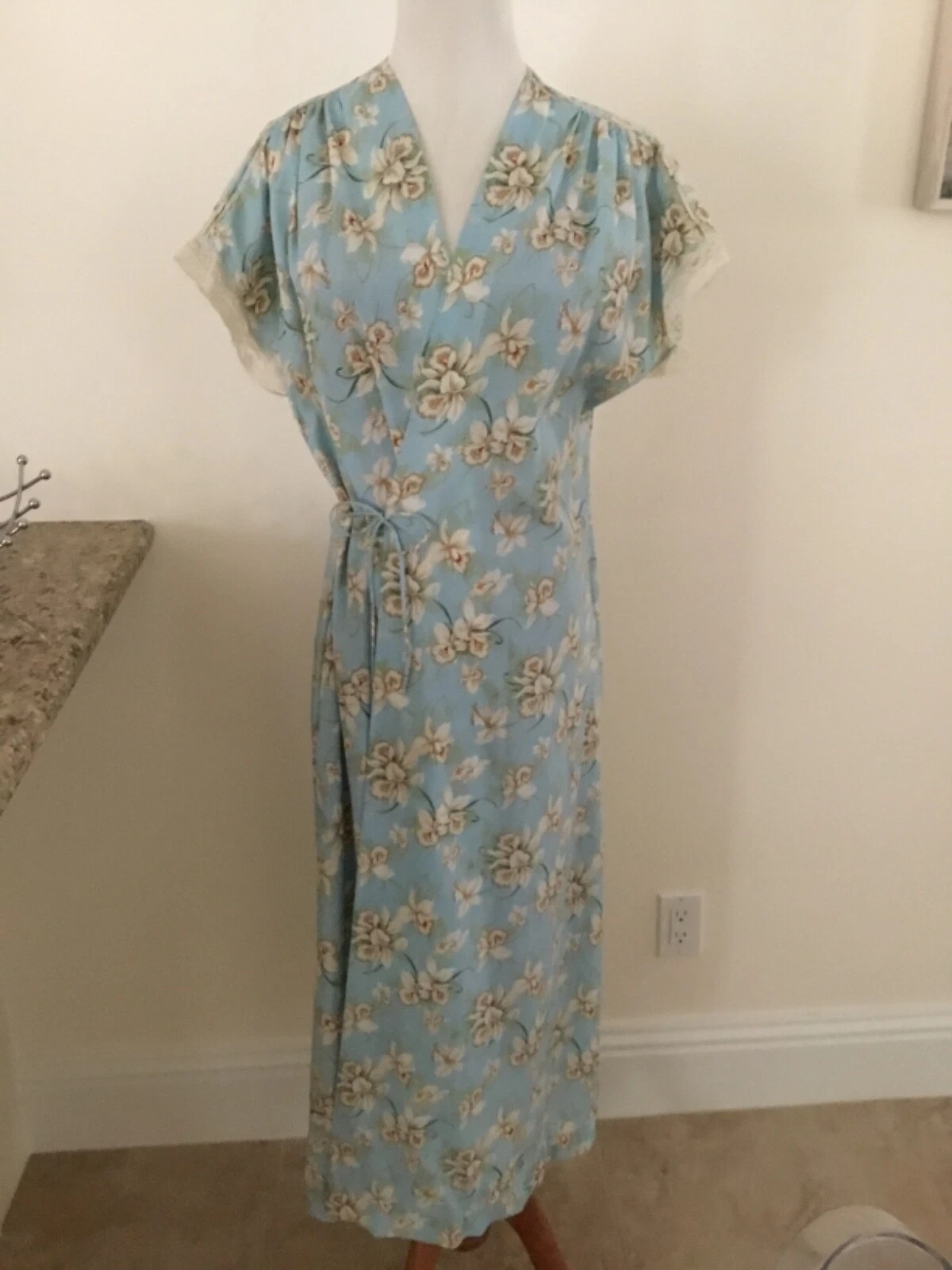 Accappatoio Christian Dior vintage blu floreale fiori