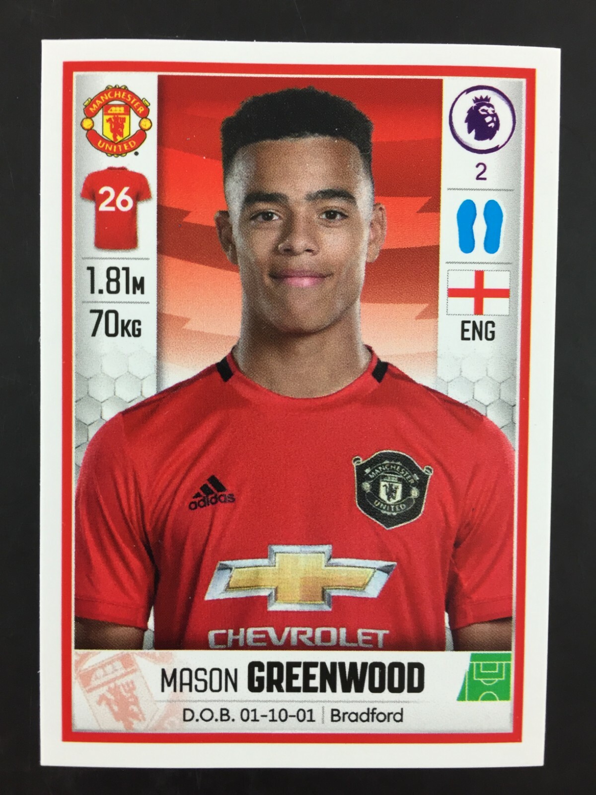 Mason Greenwood Rookie RC Sticker Panini Premier League Football 2020 #397