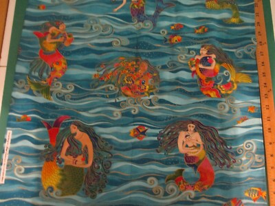 Cotton Fabric Laurel Burch Ocean Songs Mermaid Out of Print 1 yard 14 inches