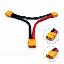 2pcs XT60 2-to-1 Serial/Series Battery Cable LiPO Y Wire Harness 2-Piece Set