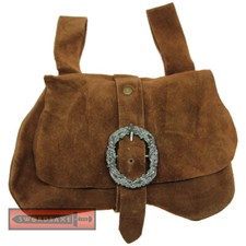 Genuine Brown Suede Medieval Style Kidney Hip Bag Renaissance Noble Belt Pouch