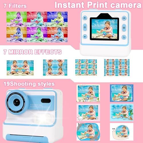 Instant Print Camera for Kids: 48MP Kids Print Camera with 2.4-inch IPS Blue - Picture 7 of 7