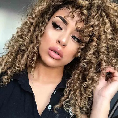 Dark blonde curly shop wig