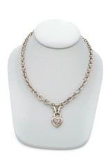 Sterling Silver 925 Diamond Heart Necklace 17.5"