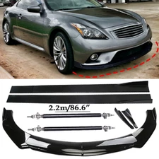 Front Bumper Lip Spoiler Side Skirts Rear Glossy Black For Infiniti G37 Coupe