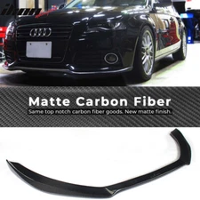 Fits 09-12 Audi A4 B8 Sedan STK Style Front Bumper Lip - Matte Carbon Fiber