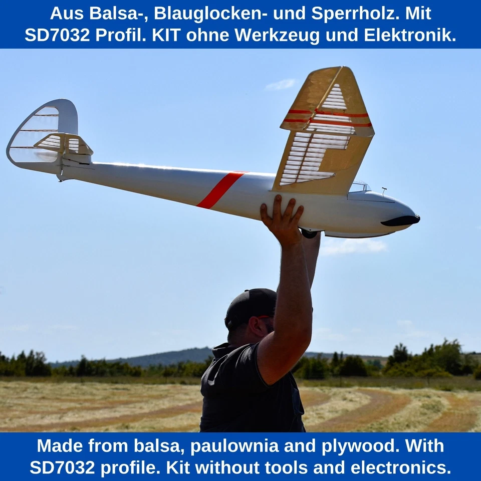 Gö-3 Minimoa Holzbausatz 2844mm 1:6 Baukasten Seglerflugzeug Gleiter RC Modell - Bild 3 von 4