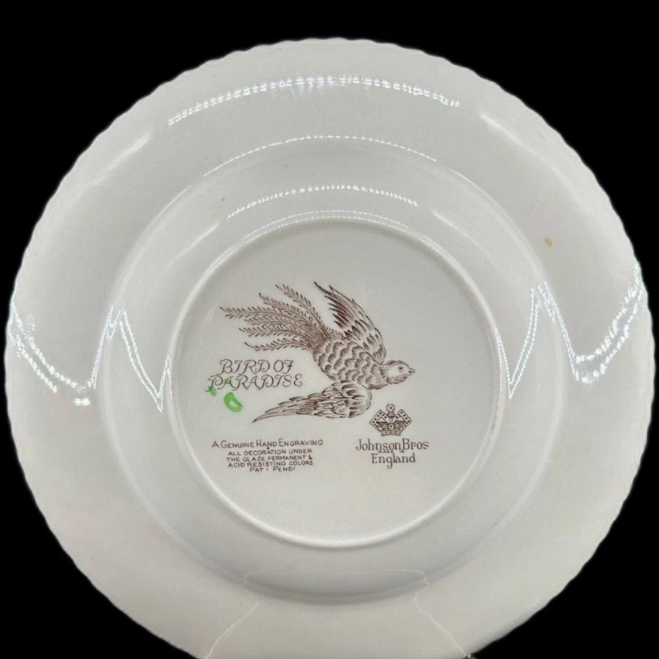 Tigela de sopa Johnson Bros. England Bird of Paradise aro padrão 8"D x 1 3/8"H - Imagem 4 de 4