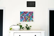 Colorful Original Abstract Painting Outsider Art by Tripp 20" x 16" x 3/4"