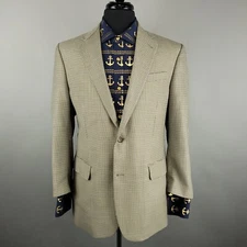 Jos A Bank Sport Coat Blazer Mens 42R Beige Tan Check Wool Signature Jacket