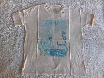 New J Jill Beach Tee Collection Barley Heather Sailing Seas T-Shirt Size Small