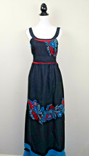 Black Floral Maxi Dress Print 100% Cotton Summer Beach Casual BNWT Kushi 8 10 12