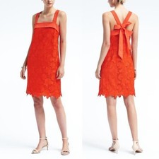NEW Banana Republic Limited Edition Sheath Dress Sz 2 Orange Lace Bow Back A21