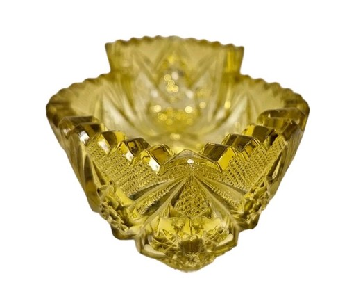 De Colección Imperial Hobstar Vidrio Amarillo MCM Caramelo Plato Cuenco Ornamentado Depresión Decoración - Imagen 6 de 12