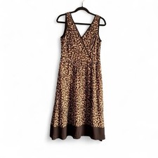 Vintage Talbots Silk Dress Women's Size 8 Petite Patterned Midi Sleeveless Flare
