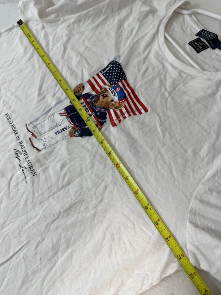 Women’s Polo Ralph Lauren White Team USA Olympics Bear T-Shirt Sz XL - Image 3 of 4