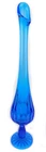 Vintage Fenton Sapphire Blue Glass Bud Vase 13" Thumbprint Swung Mid Century