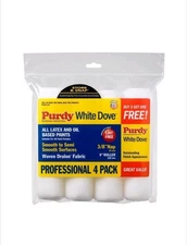 4 Pack Purdy White Dove Woven Fabric 9" inch W X 3/8" inch Paint Roller Cover 