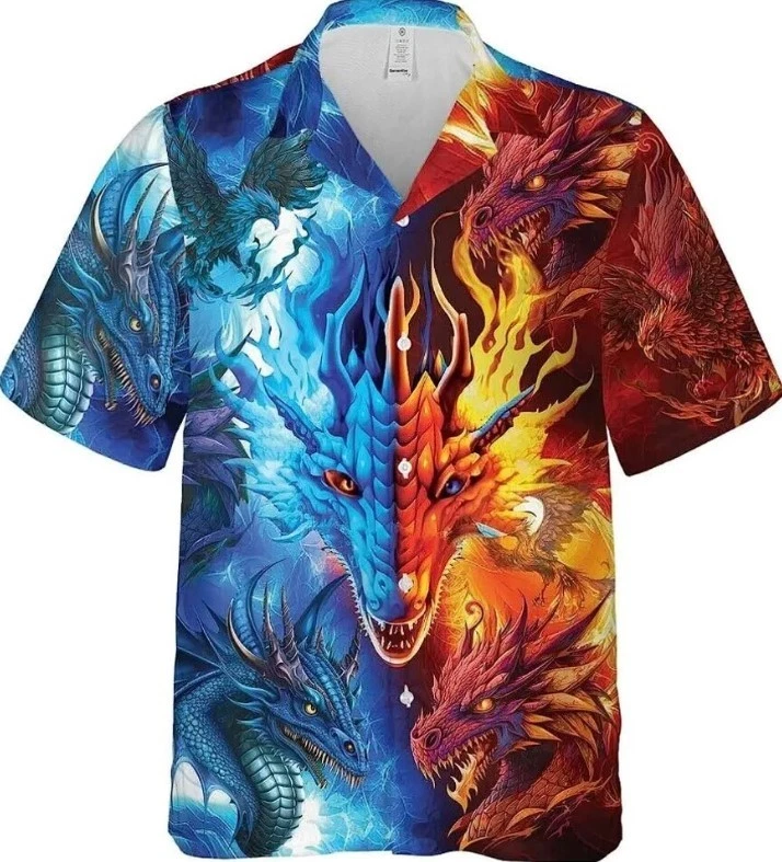 Dragon Hawaiian Shirt,Dragon Beach Shirt,Dragon Summer Shirt,Vacation Shirt Gift