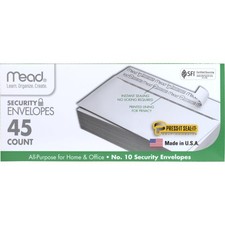 Mead 10 Security Business Envelopes 4-1/8" x 9-1/2" - 45 count, White