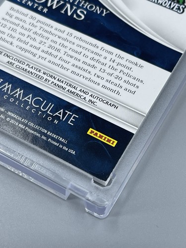 Karl-Anthony Towns 15-16 Panini Immaculate Rookie Patch Auto 01/99 Timberwolves - Zdjęcie 8 z 10