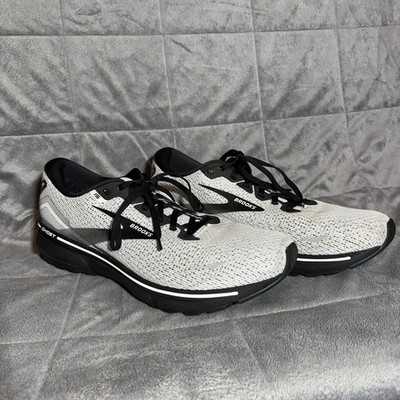 Men s Size 14 Brooks Ghost 15 White Grey Black Running Shoes Sneakers Walking