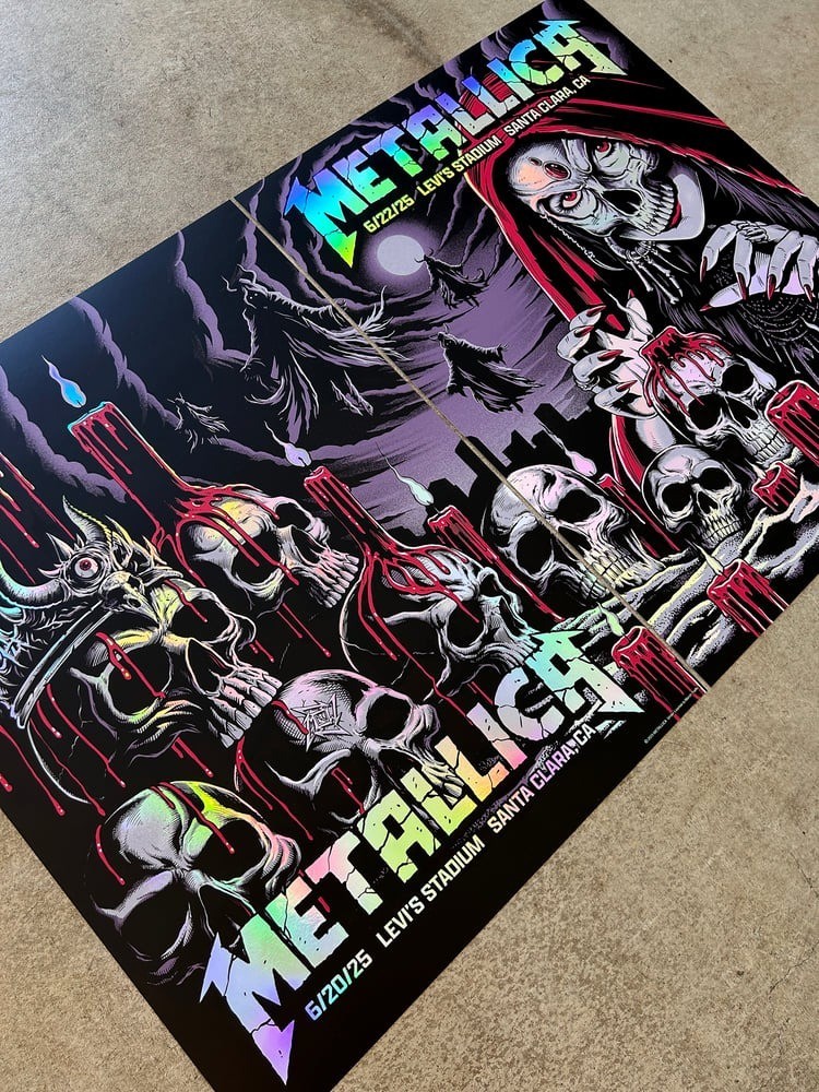 🕯️ Metallica FOIL Poster Santa Clara 2025 Set Brandon Heart