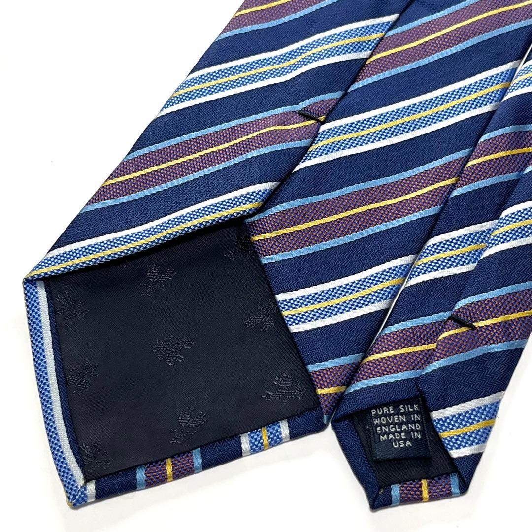 Brooks Brothers Silk Tie Necktie Navy Blue Regimental Stripe Blade width 9.8cm thumbnail 5