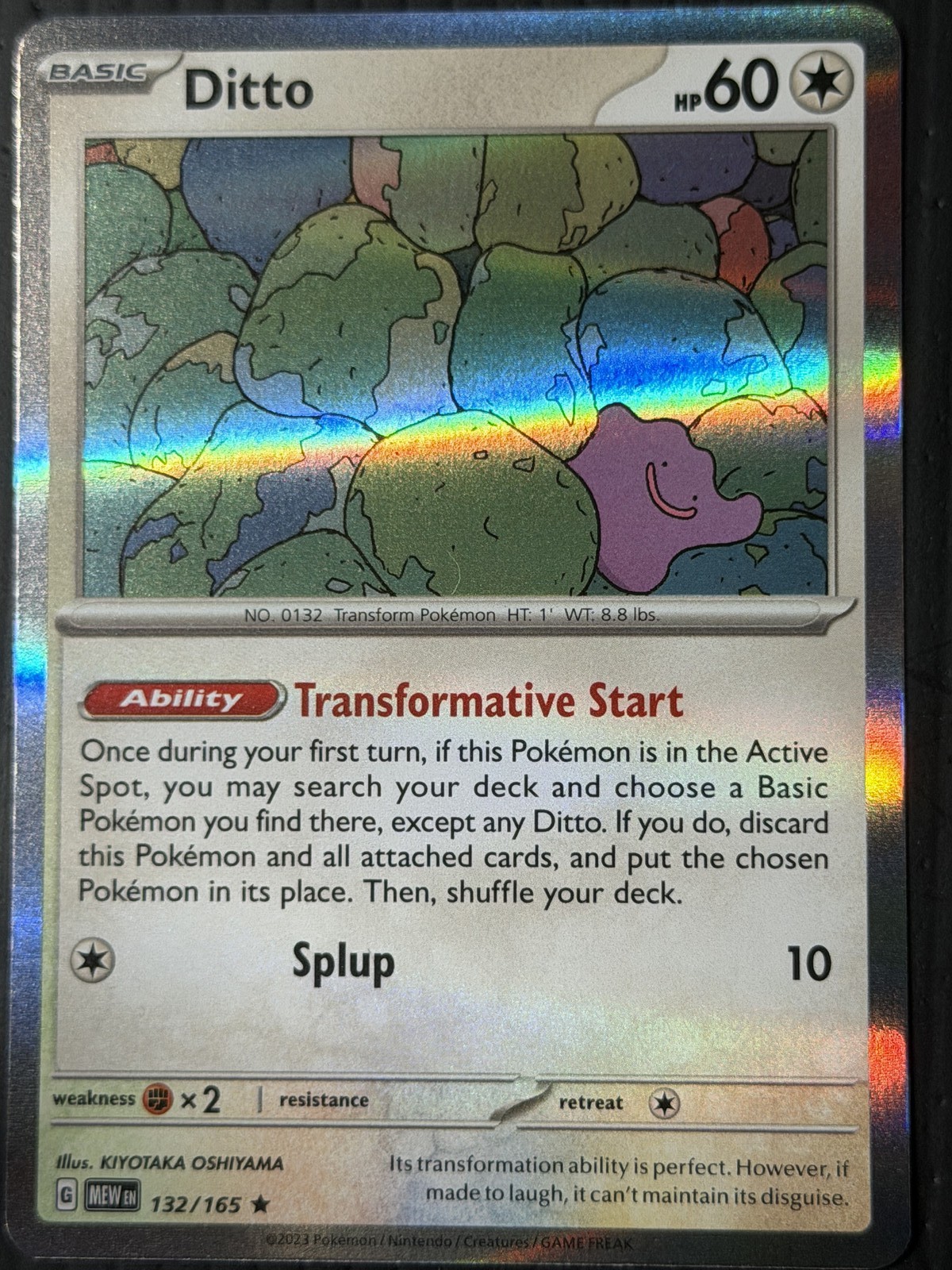 Ditto 132/165 Rare SV: Scarlet & Violet 151 Pokemon Holo Near Mint