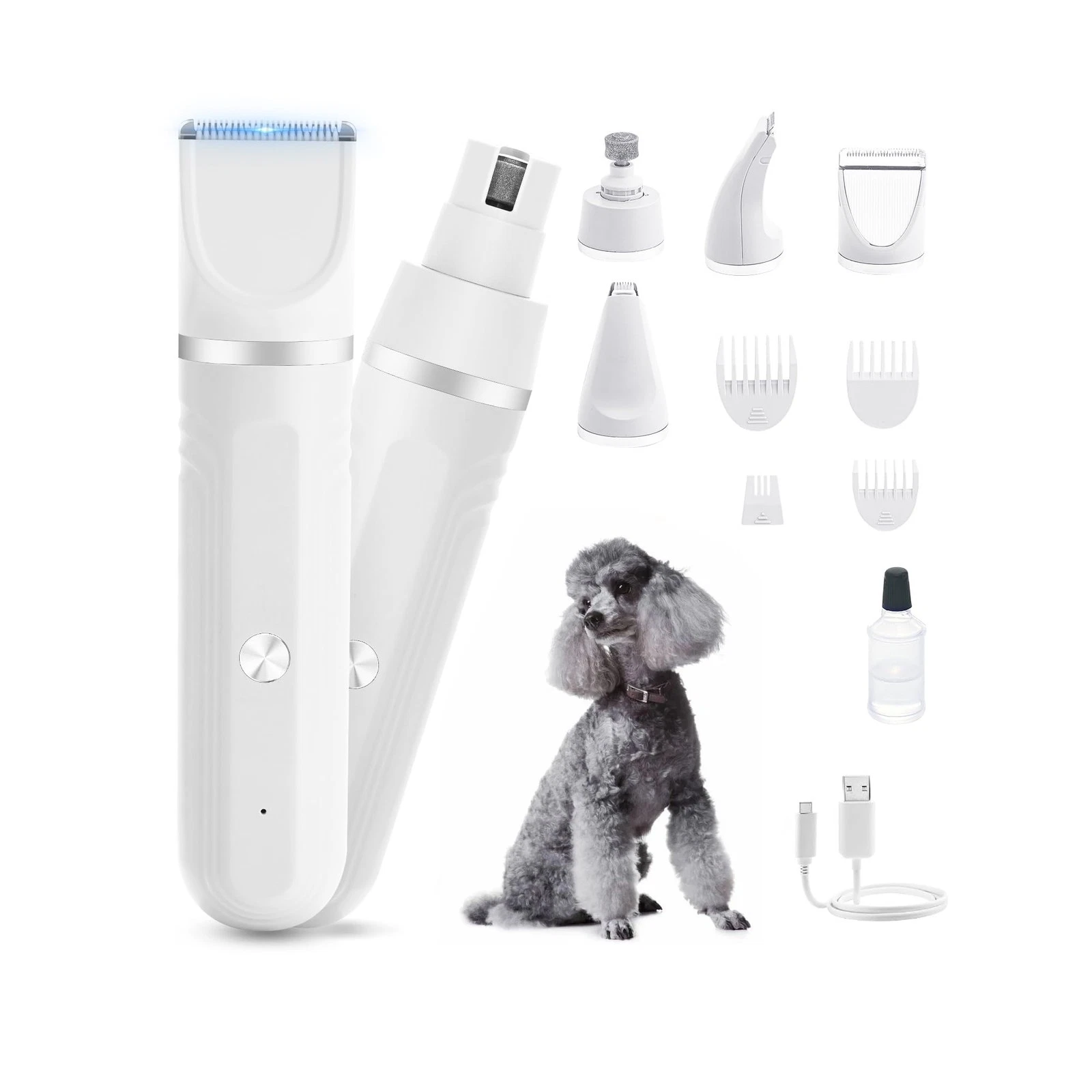 Dog Hair Clippers Grooming Kit and Paw Trimmer Nail Grinder Quiet,Dog Trimmer...