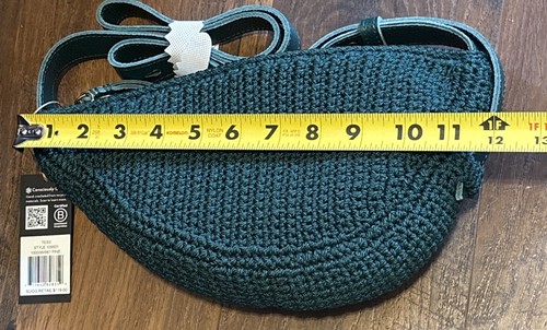 The Sak "Tess" Sling Bag grün gehäkelt verstellbar Crossbody Leder Adj. Armband - Bild 3 von 7