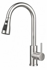 Pull Out Kitchen Mixer Tap Brushed Stainless Steel 360° Swivel Spray Sink Faucet