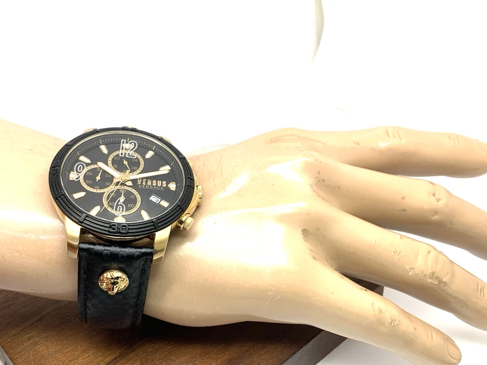 Versus by Versace Men's Watch VSPHJ1321 Quartz Chronograph Leather Band 46mm - Image 4 of 4