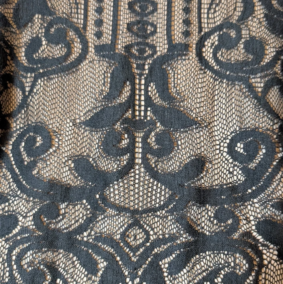 Vestido de renda preto feminino W by BHS novo com etiquetas com forro nude e zíper, Reino Unido tamanho 16 - Imagem 3 de 4