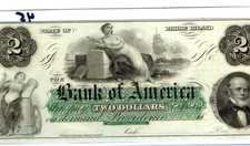 $2  BANK OF AMERICA  (1800S) $2  RHODE ISLAND  (GREEN OVERPRINT) UNCIRCULATED!!!