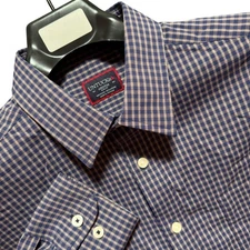 UNTUCKit Larkin Slim Fit Navy Plaid Button Down Shirt Men's Medium