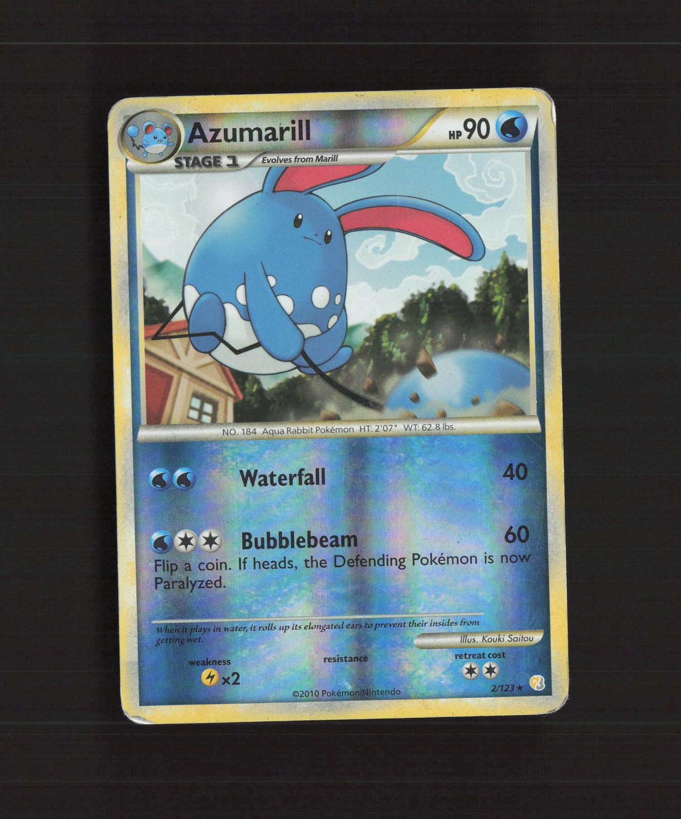 Azumarill 2/123 HeartGold SoulSilver Reverse Holo Rare Pokemon Card MP