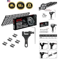 DYC 420 Chain 132 Links with 5 Master Links and Chain Breaker Tool Cut to f...
