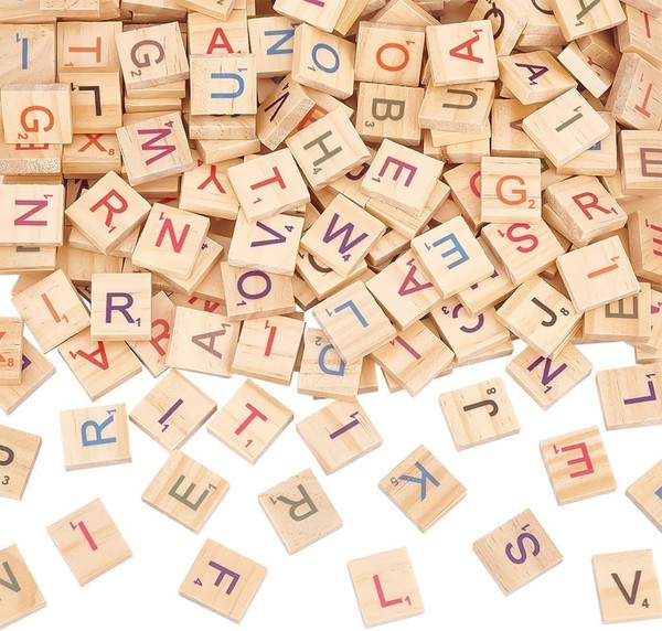 300 Bunte Holzbuchstaben A-Z GroßBuchstaben FüR Scrabble Und Basteln-image