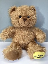 Build A Bear BAB Life Is Good Teddy Bear Shaggy Brown Clean 16"