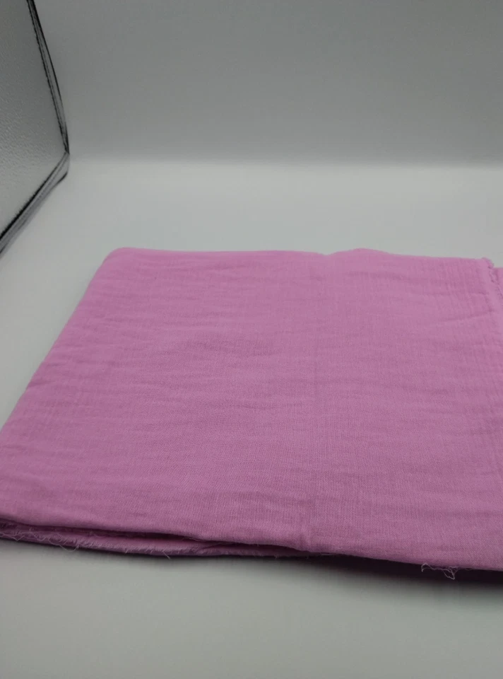 Розовая двойная марлевая хлопчатобумажная муслиновая ткань — мягкий дышащий материал для двора 150 см/59 футов - Изображение 3 из 4