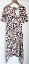 Next Multicoloured Spotty Asymmetrical Hem Midi Maxi Dress UK 8 Brand New