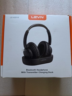 LEVN BLUETOOTH HEADPHONES WITH TRANSMITTER CHARGING DOCK LE-HS018