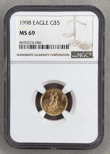1998 $5 Gold 1/10 oz American Eagle NGC MS69