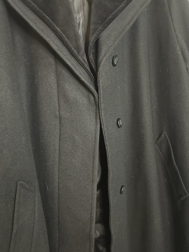 VTG Stephanie Mathews Black Long Double Collar Wool & Velvet Coat Large Timeless - Picture 20 of 20