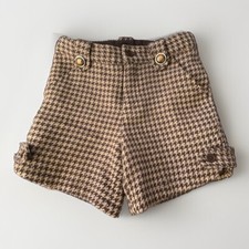 Gomus Zara Houndstooth Brown Tan Herringbone Fall Winter Shorts Girls S 7-8