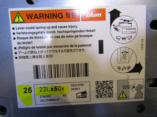 2 - Blum Aventos HL Lift Mechanism 22L250M00.01 NEW – Out of the original Box - Picture 3 of 11